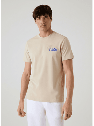 T-shirt FOLIAGE Printa nas Costas Bege - Guess 