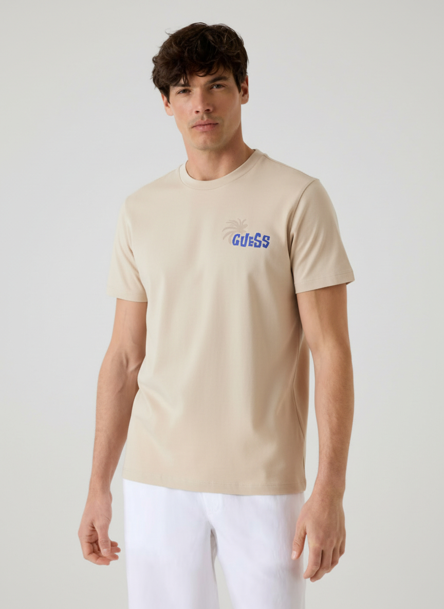 T-shirt FOLIAGE Printa nas Costas Bege - Guess  1