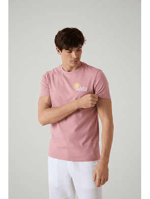 T-shirt FOLIAGE Printa nas Costas Rosa - Guess 
