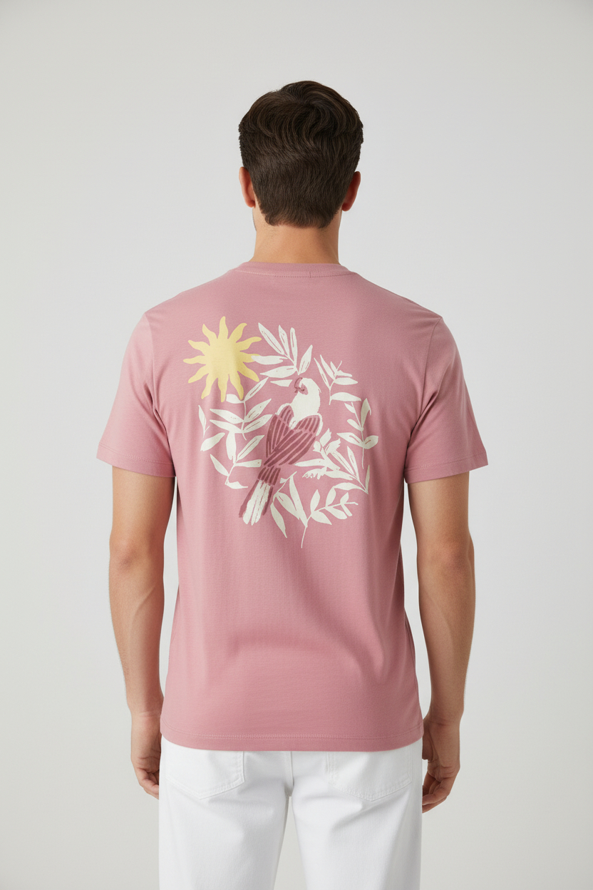 T-shirt FOLIAGE Printa nas Costas Rosa - Guess  3