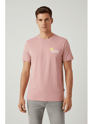 T-shirt FOLIAGE Printa nas Costas Rosa - Guess 