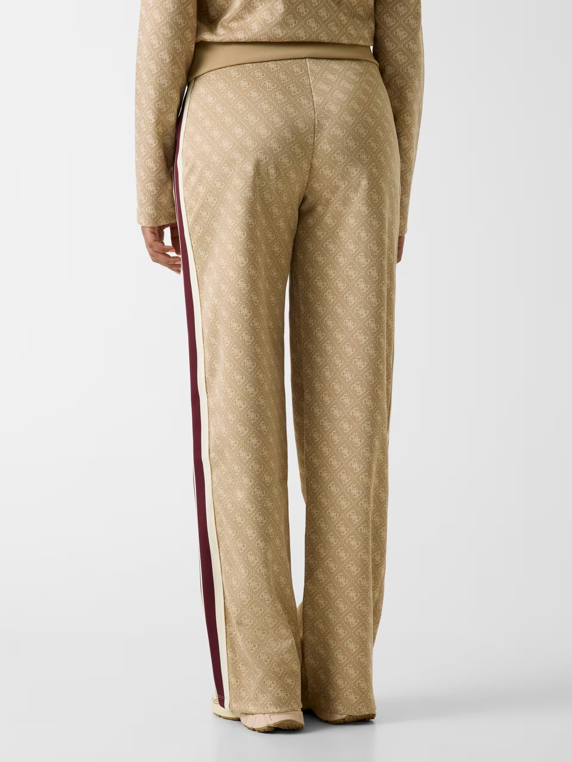 Calças Largas Logo Bege e Faixa Bordeaux  - Guess 3