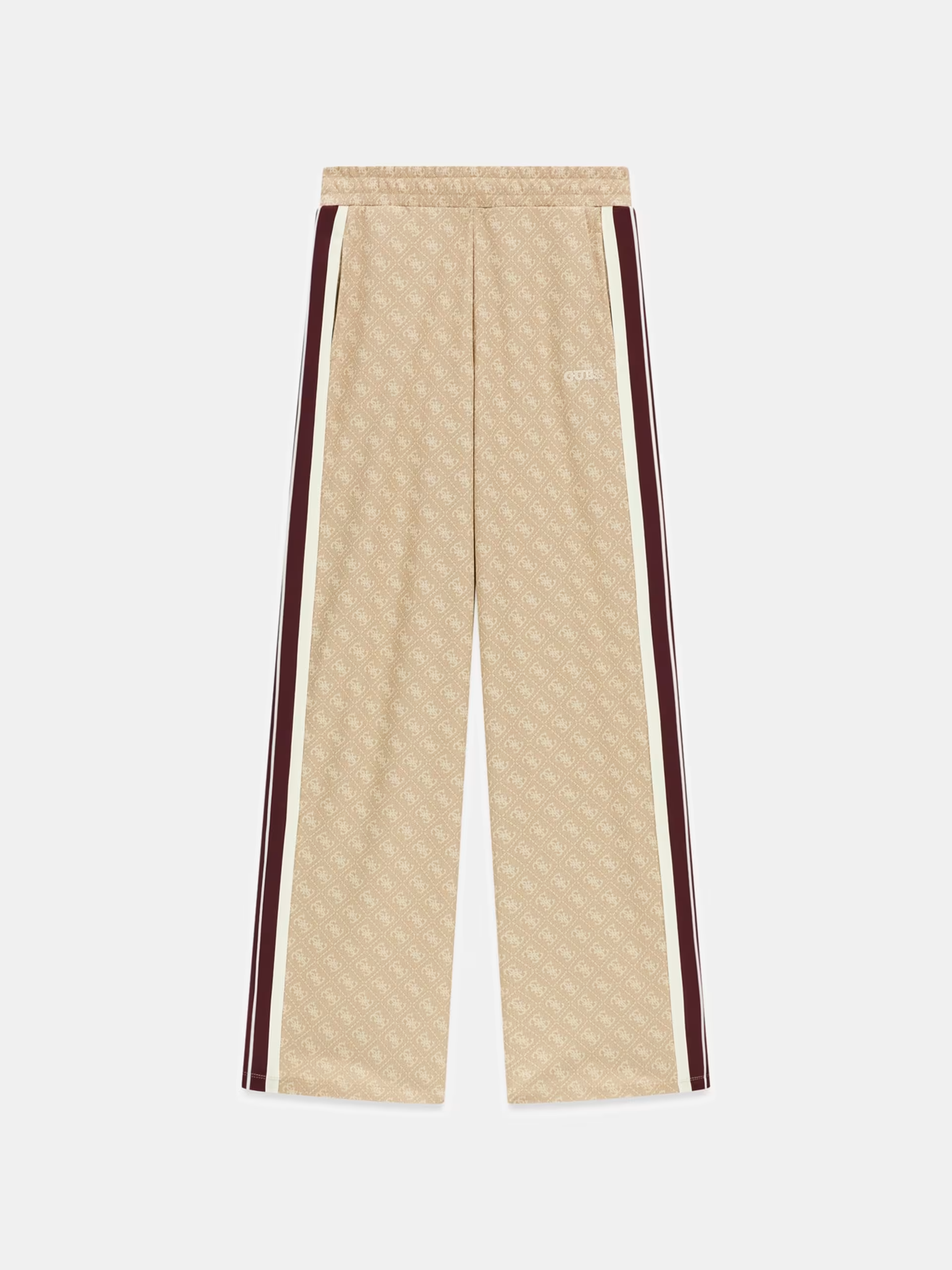 Calças Largas Logo Bege e Faixa Bordeaux  - Guess 5