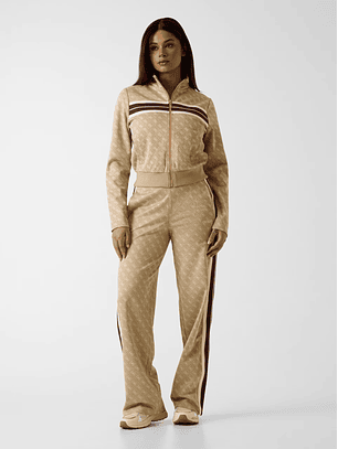 Casaco Logo Bege e Faixa Bordeaux - Guess 