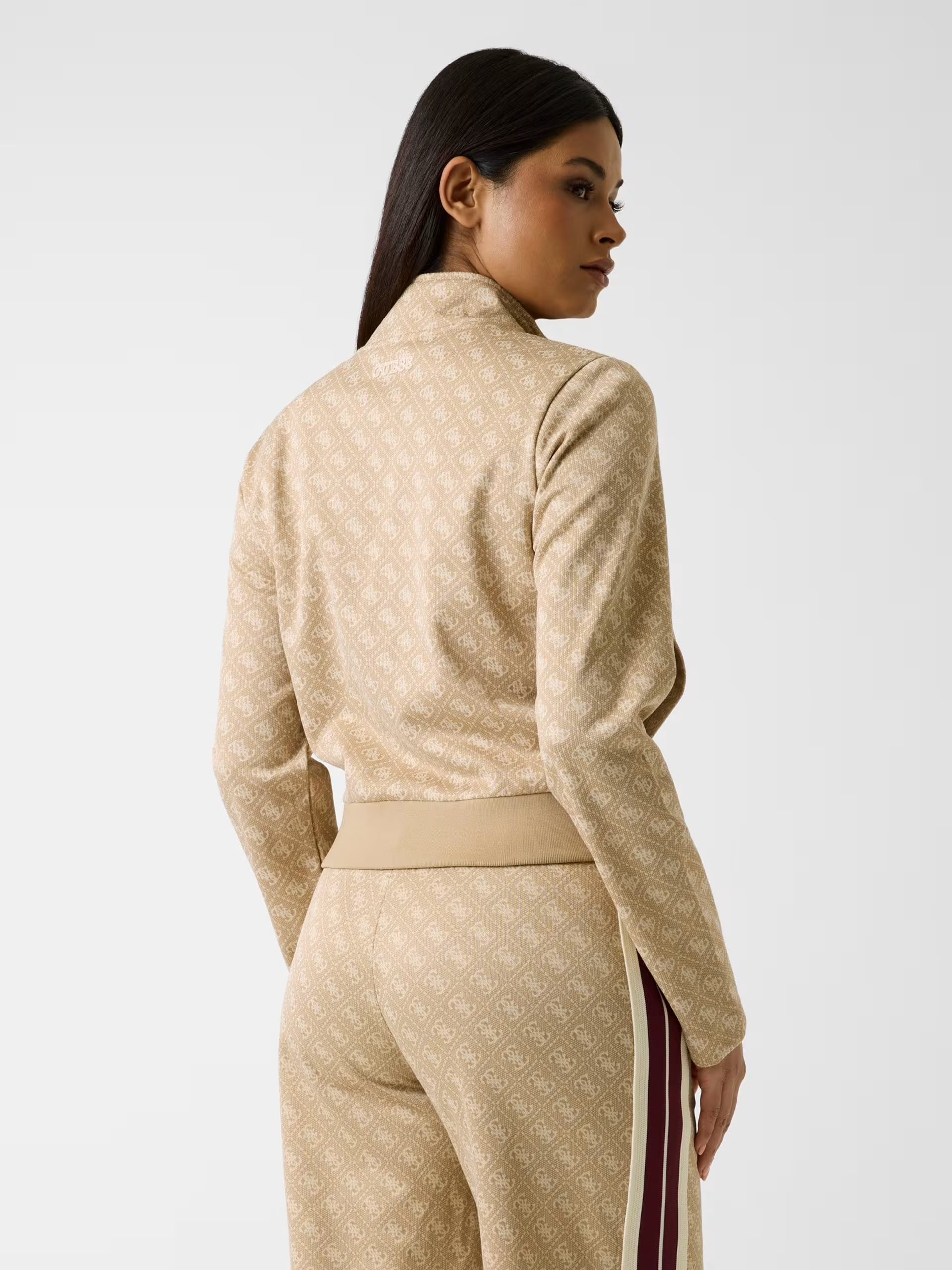 Casaco Logo Bege e Faixa Bordeaux - Guess  3