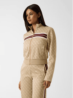 Casaco Logo Bege e Faixa Bordeaux - Guess 