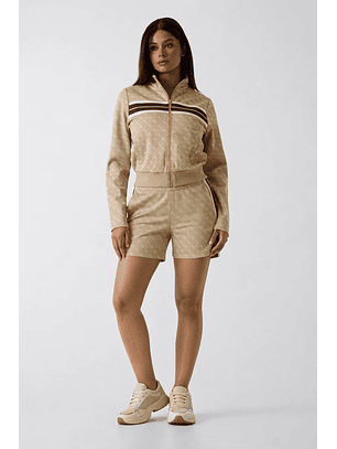 Calções Logo Bege e Faixa Bordeaux - Guess