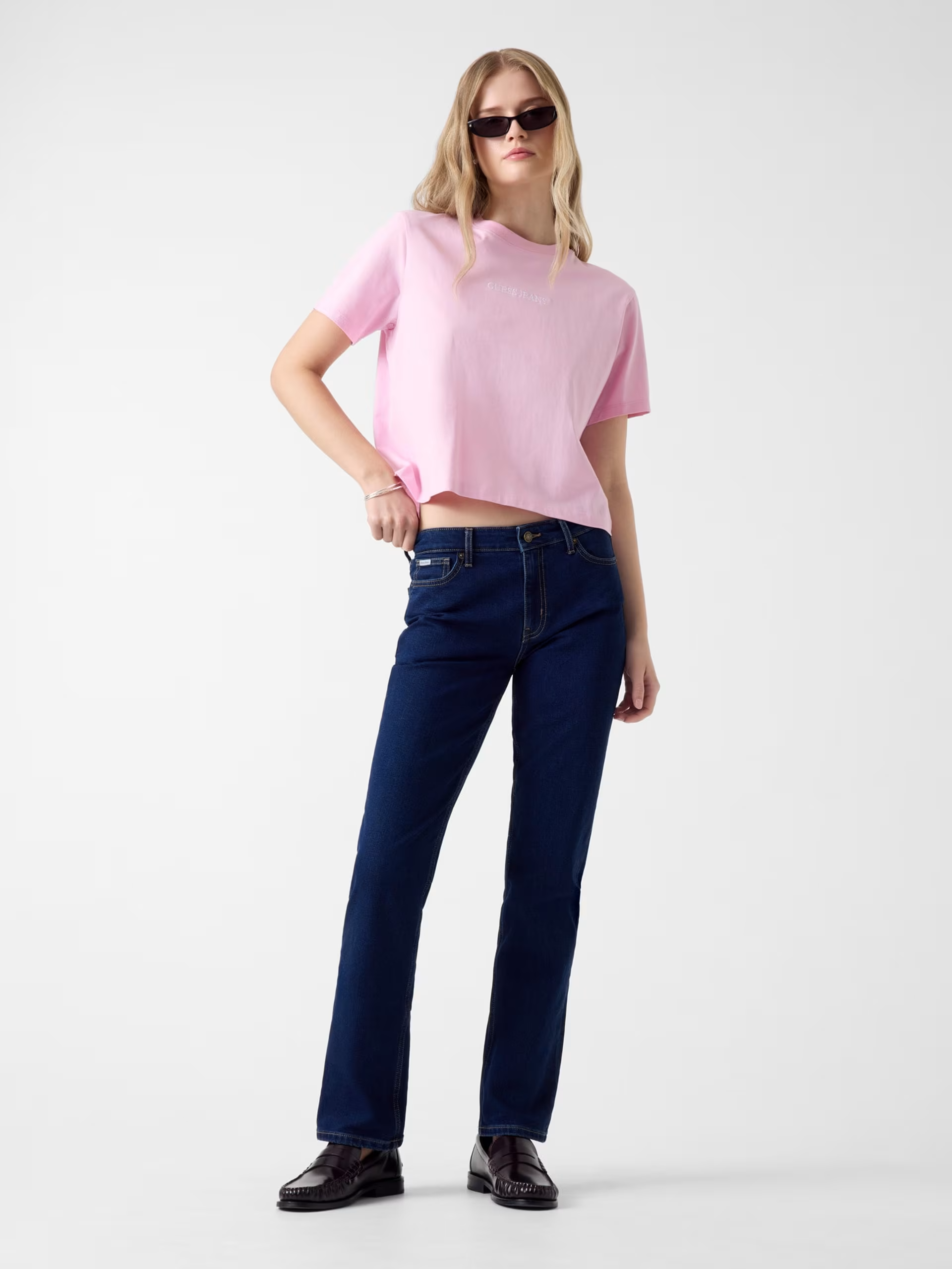 Calças Retas Ganga Escura - Guess Jeans 4