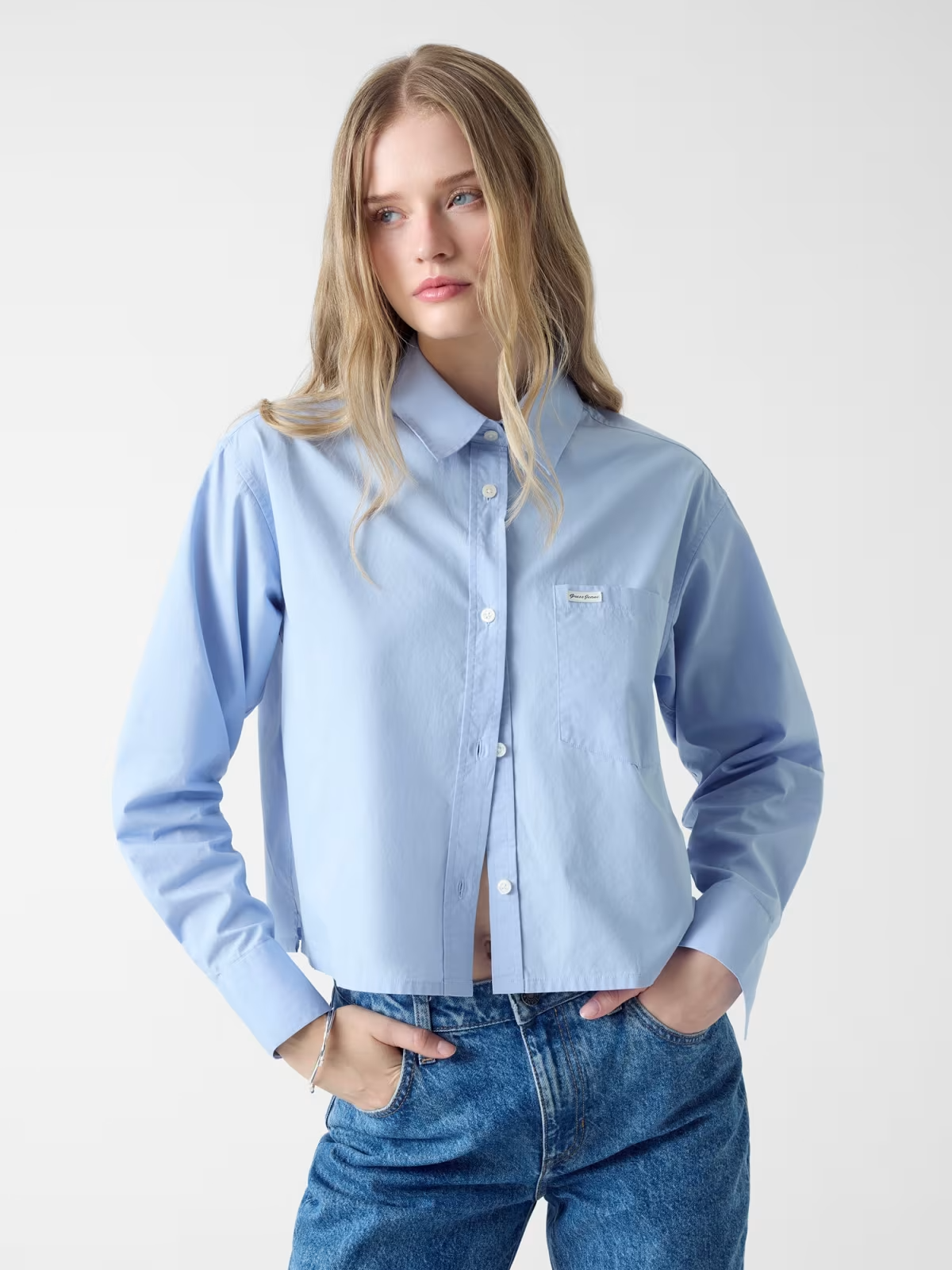 Camisa Curta Algodão Azul - Guess Jeans  1