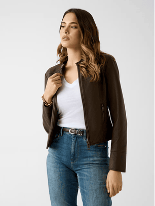 Casaco VIENNA Ecopele Logo Gravado Castanho - Guess 