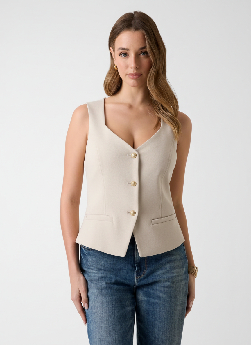 Colete CREPE Creme  - Guess 1