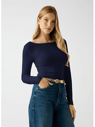 Camisola em Lycra SCOOP Logo Gravado Azul - Guess  