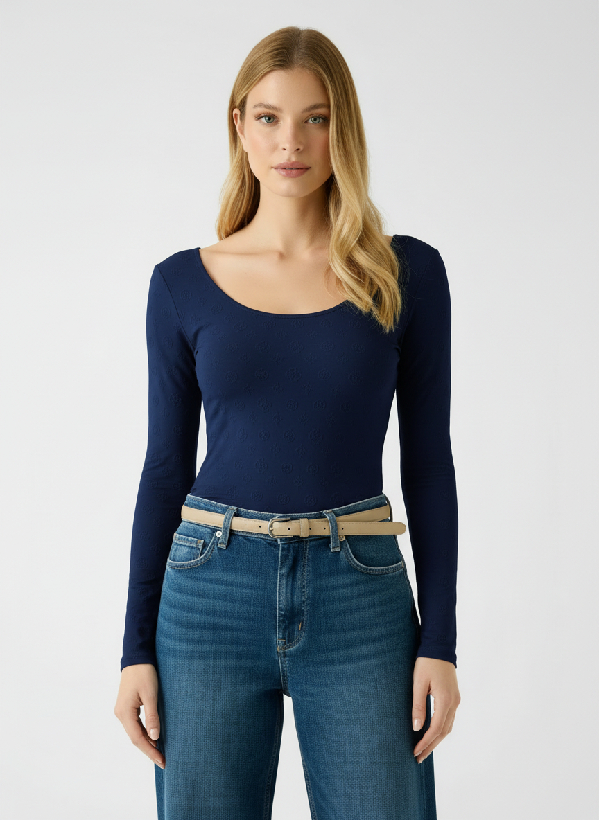 Camisola em Lycra SCOOP Logo Gravado Azul - Guess   2