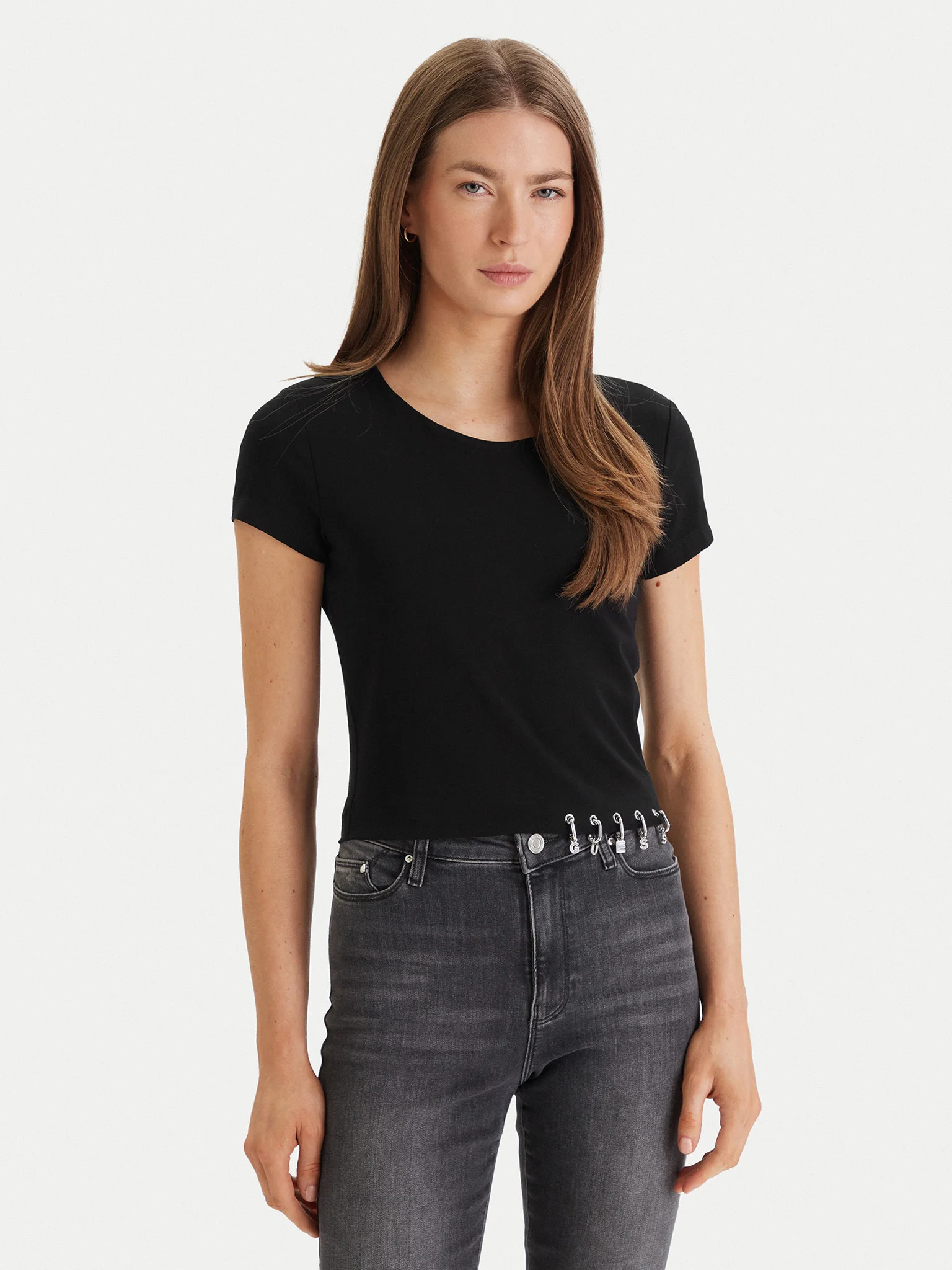 T-shirt ELISABETTE Curta com Pendentes Preto - Guess 1