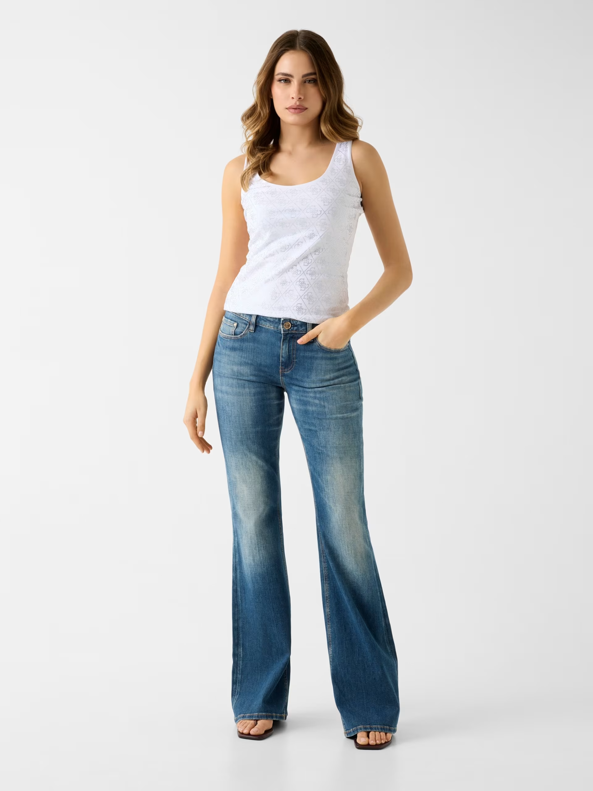 Top de Cavas com Strass Branco- Guess 2