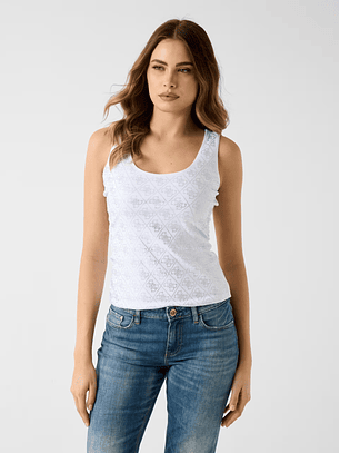 Top de Cavas com Strass Branco- Guess