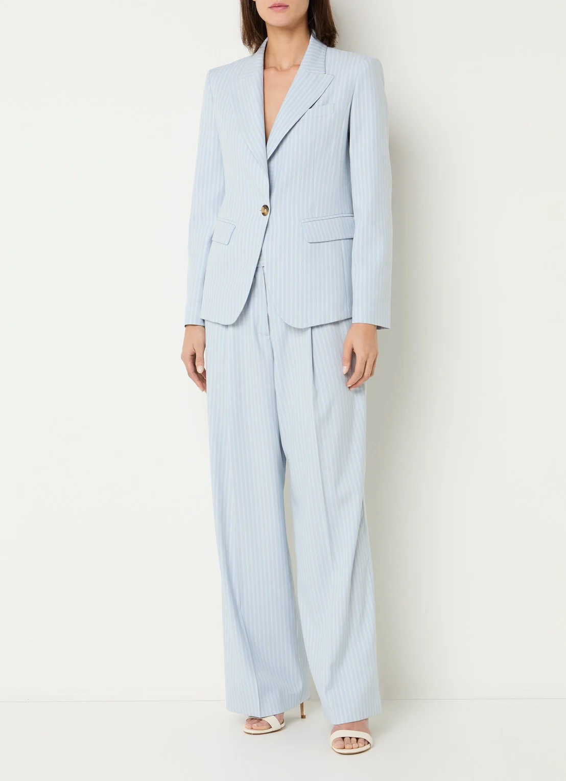 Calças Largas Blazer de Riscas Azul Claro - Liu Jo  2