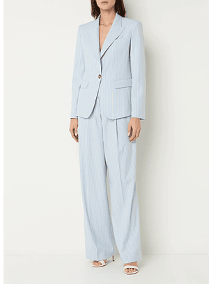 Calças Largas Blazer de Riscas Azul Claro - Liu Jo 