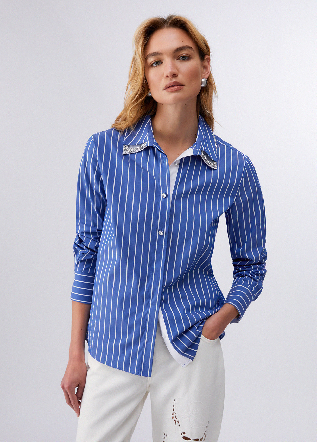 Camisa de Riscas e Strass Azul - Liu Jo 1