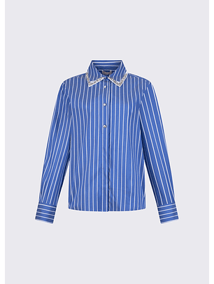 Camisa de Riscas e Strass Azul - Liu Jo