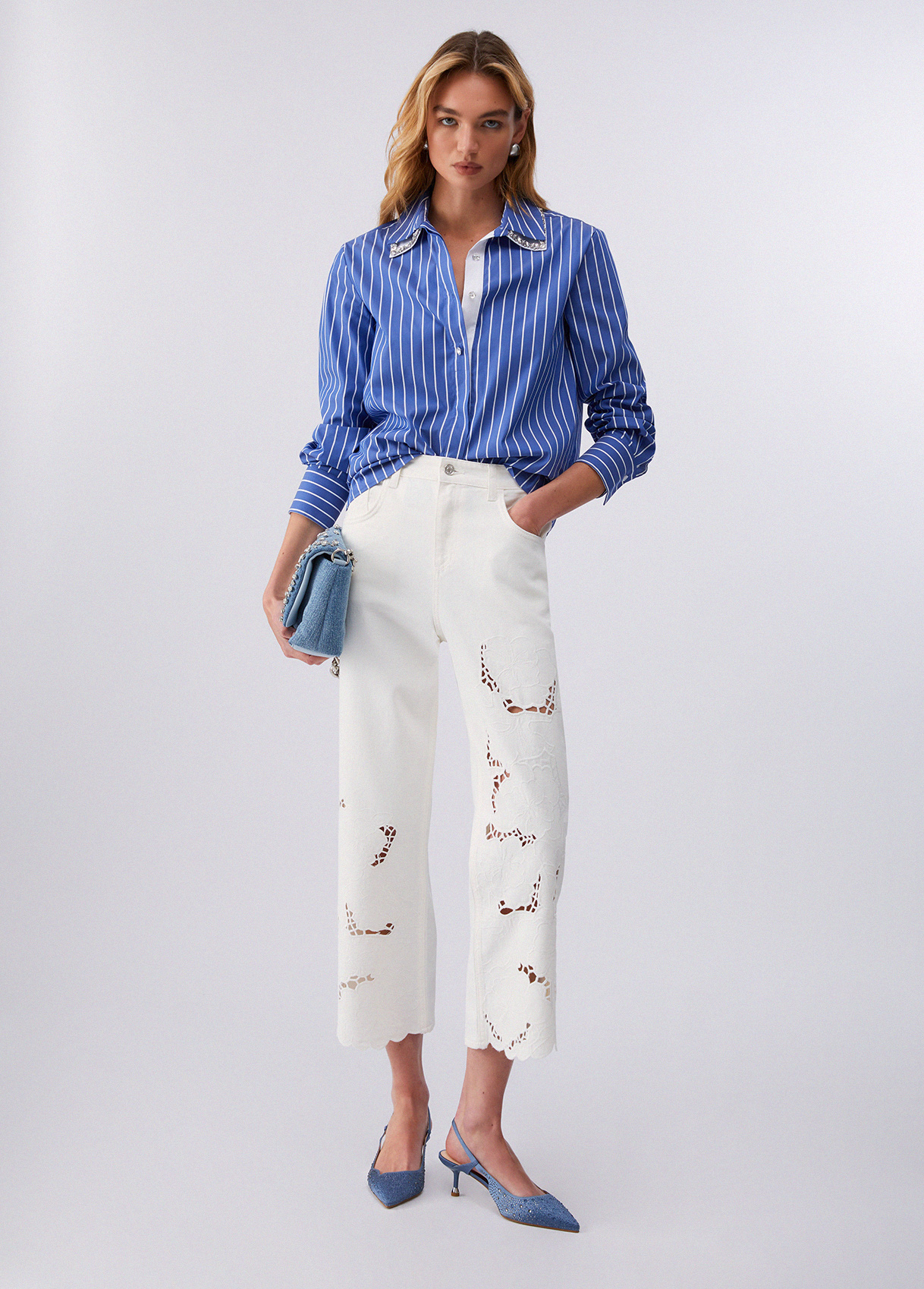 Camisa de Riscas e Strass Azul - Liu Jo 6