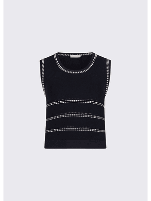 Top de Cavas Malha Azul Escuro - Liu Jo