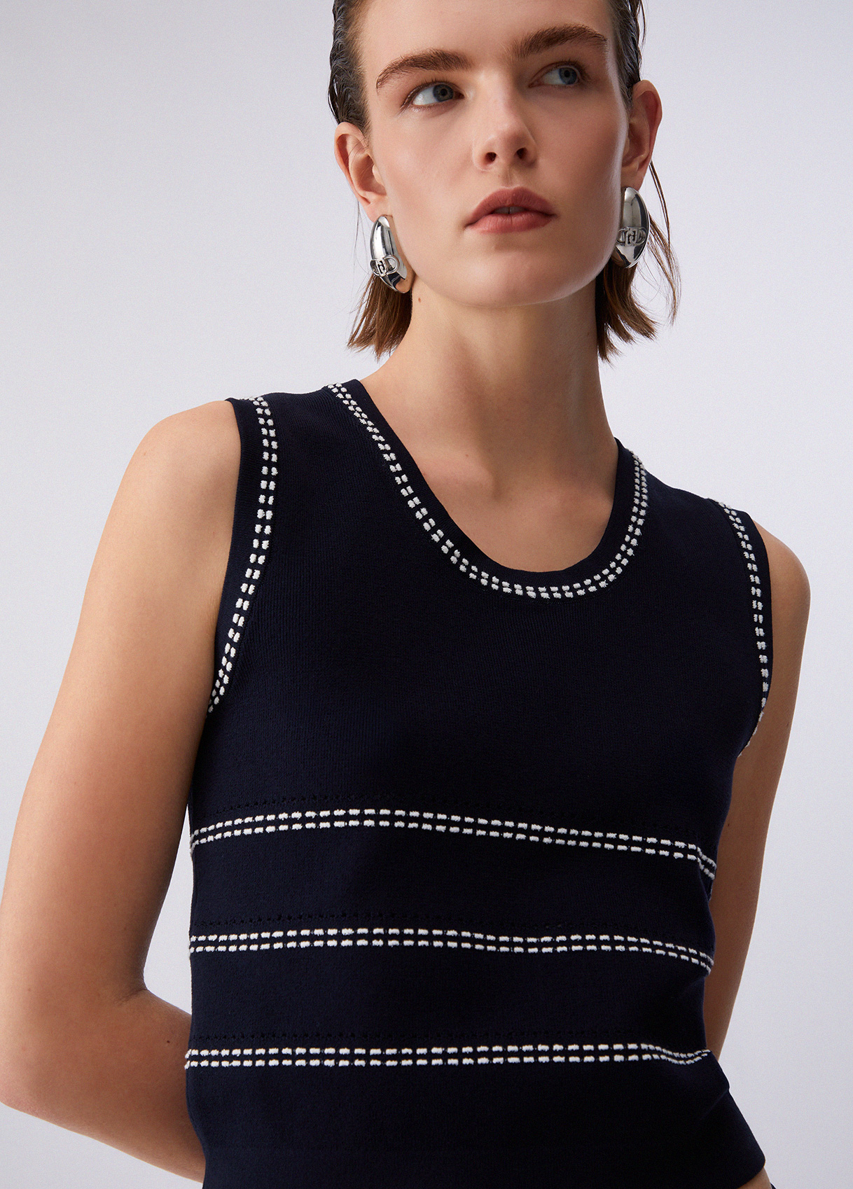 Top de Cavas Malha Azul Escuro - Liu Jo 4