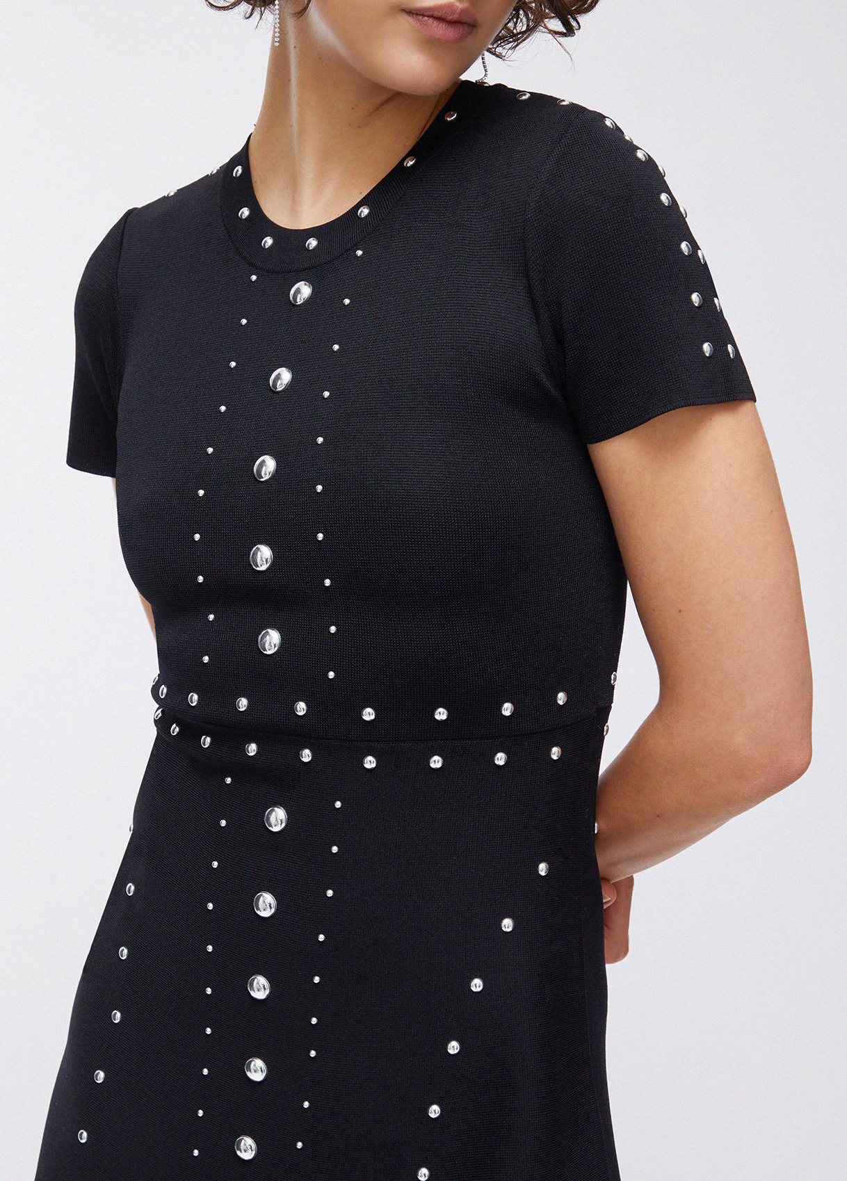 Vestido em Malha Curto com Aplicações Preto - LIU JO 5