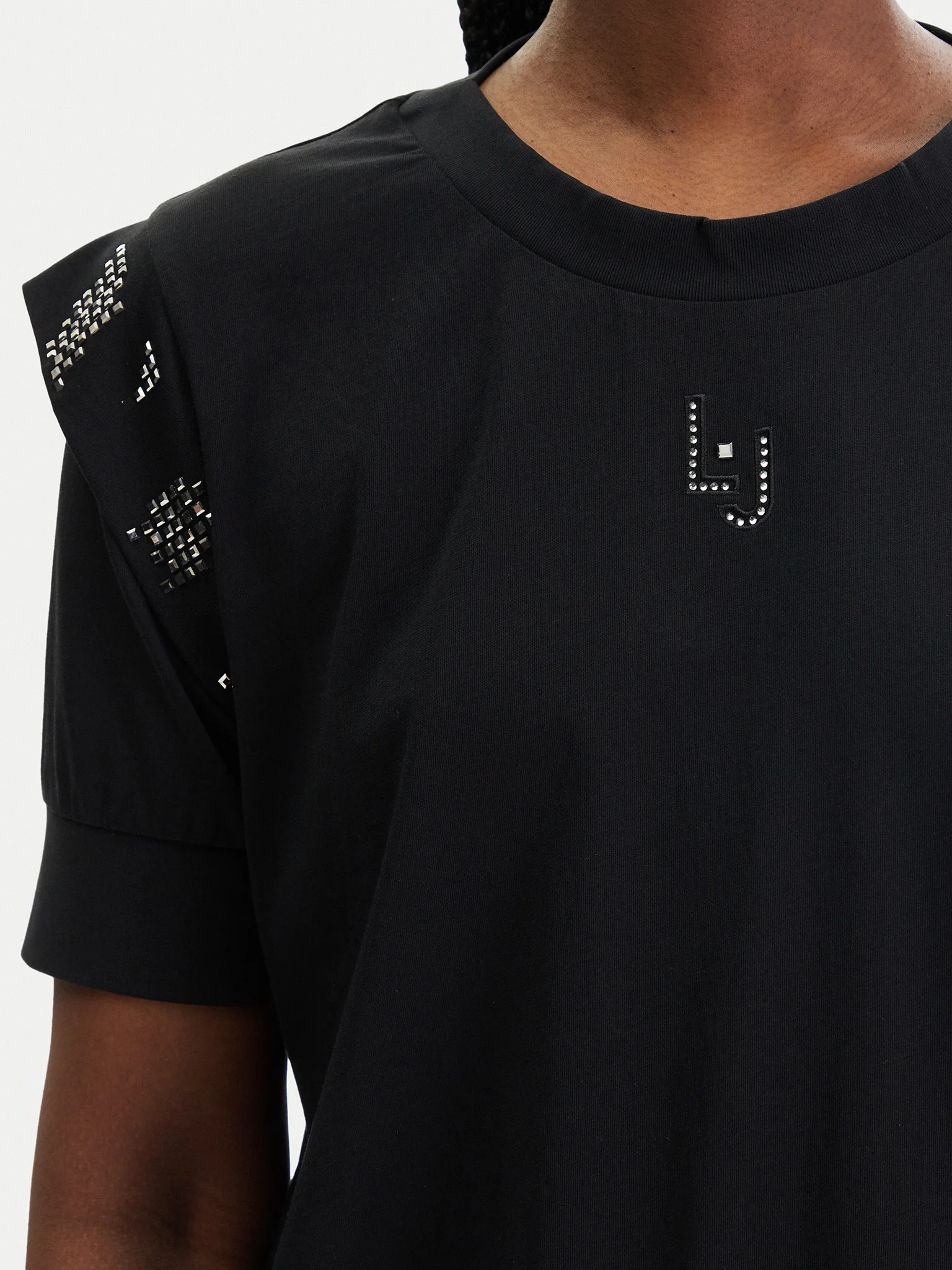 T-shirt com Ombreiras e Strass Preto - LIU JO  5