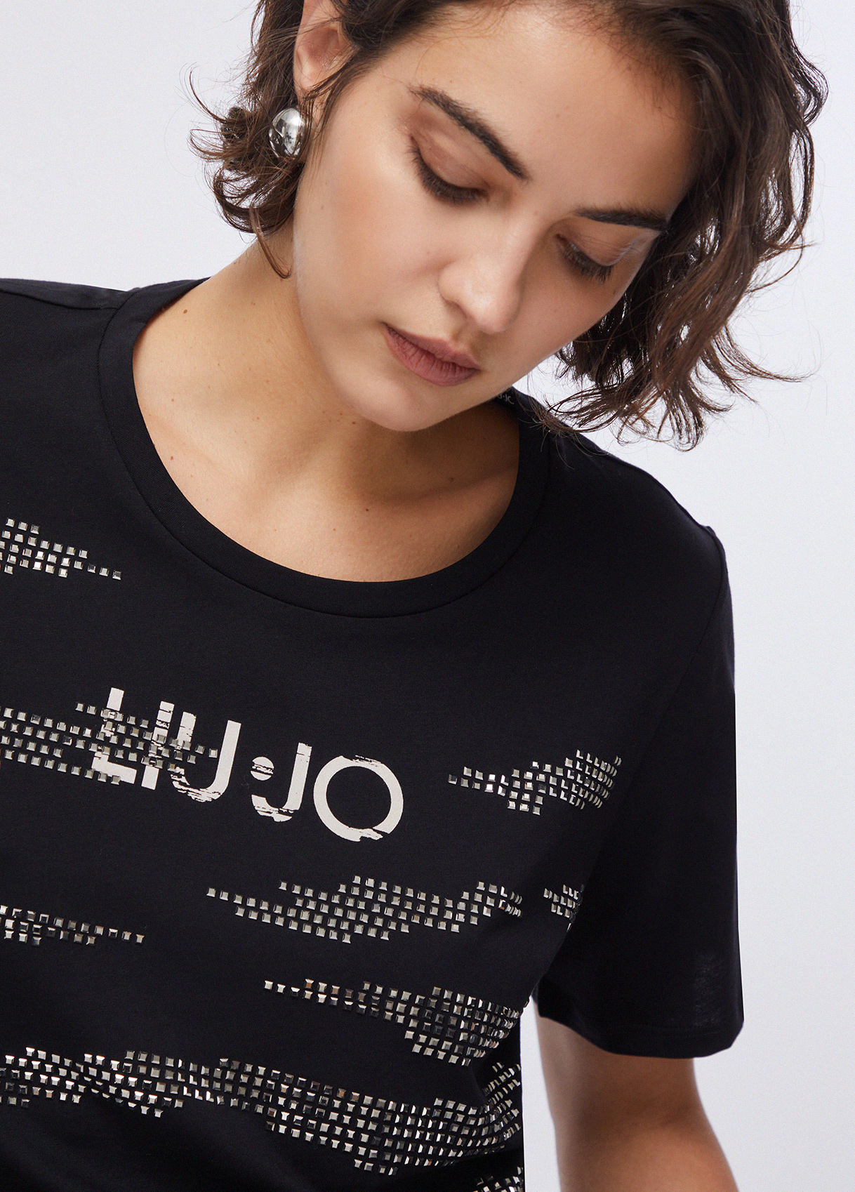 T-shirt Solta com Strass Preto - LIU JO 2