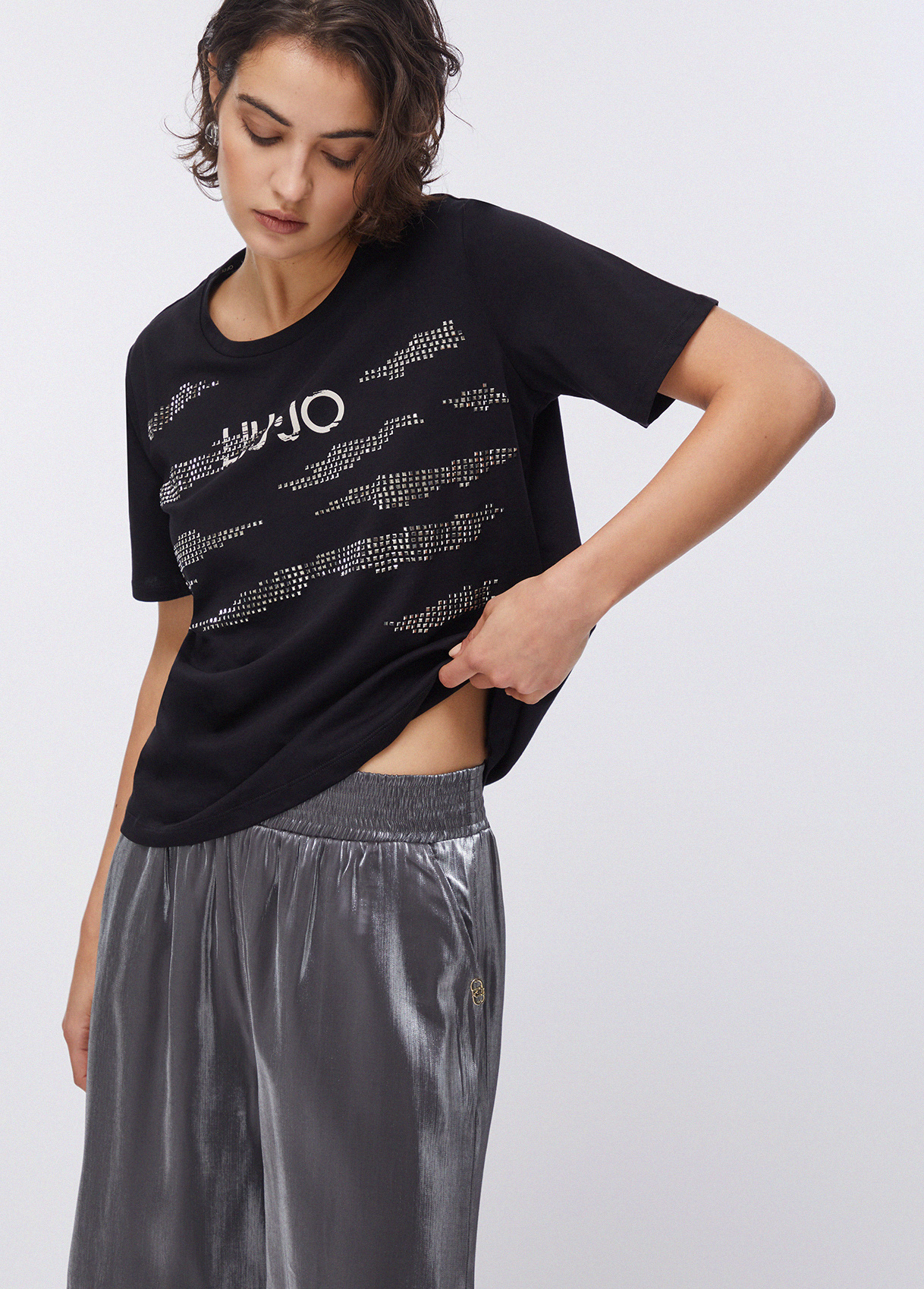 T-shirt Solta com Strass Preto - LIU JO 3