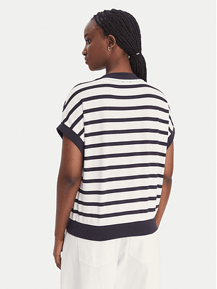 Blusa Manga Curta Riscas Azul e Branco - LIU JO