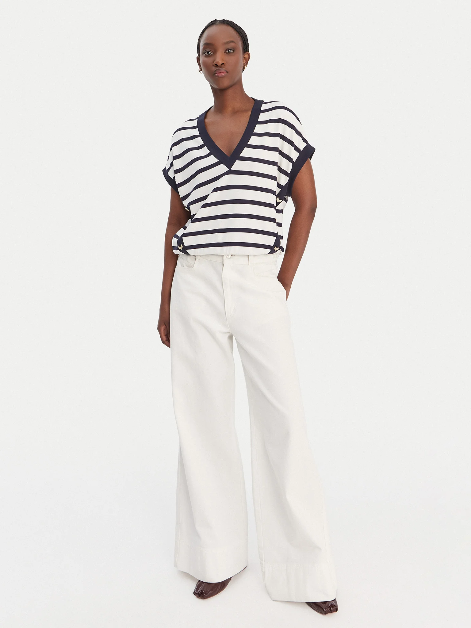 Blusa Manga Curta Riscas Azul e Branco - LIU JO 3