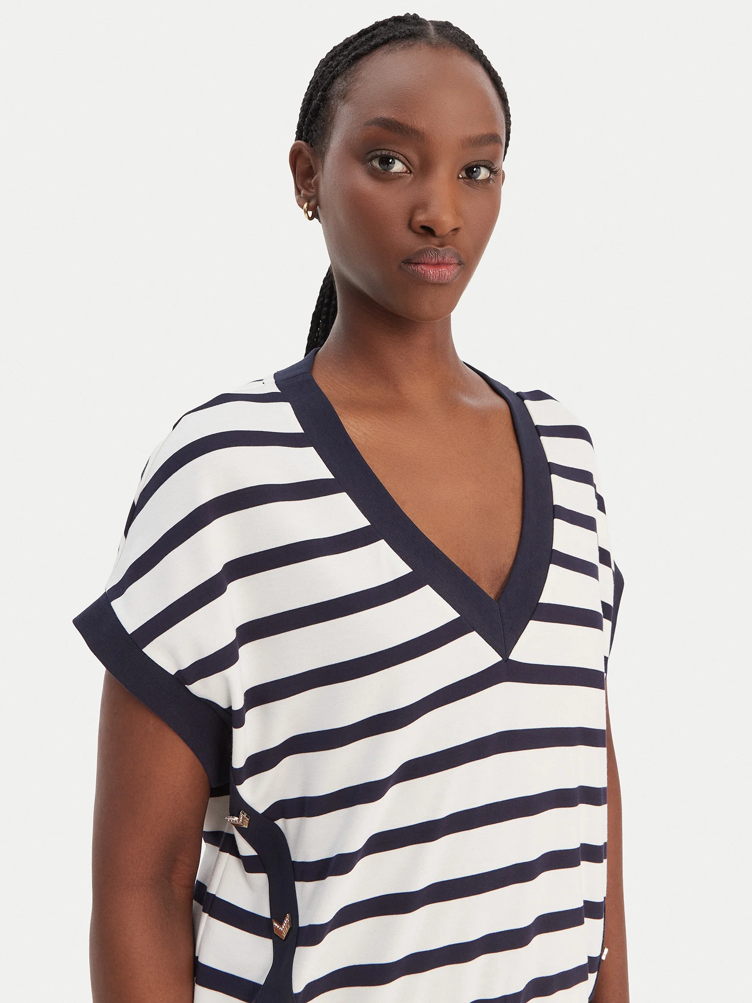 Blusa Manga Curta Riscas Azul e Branco - LIU JO 4