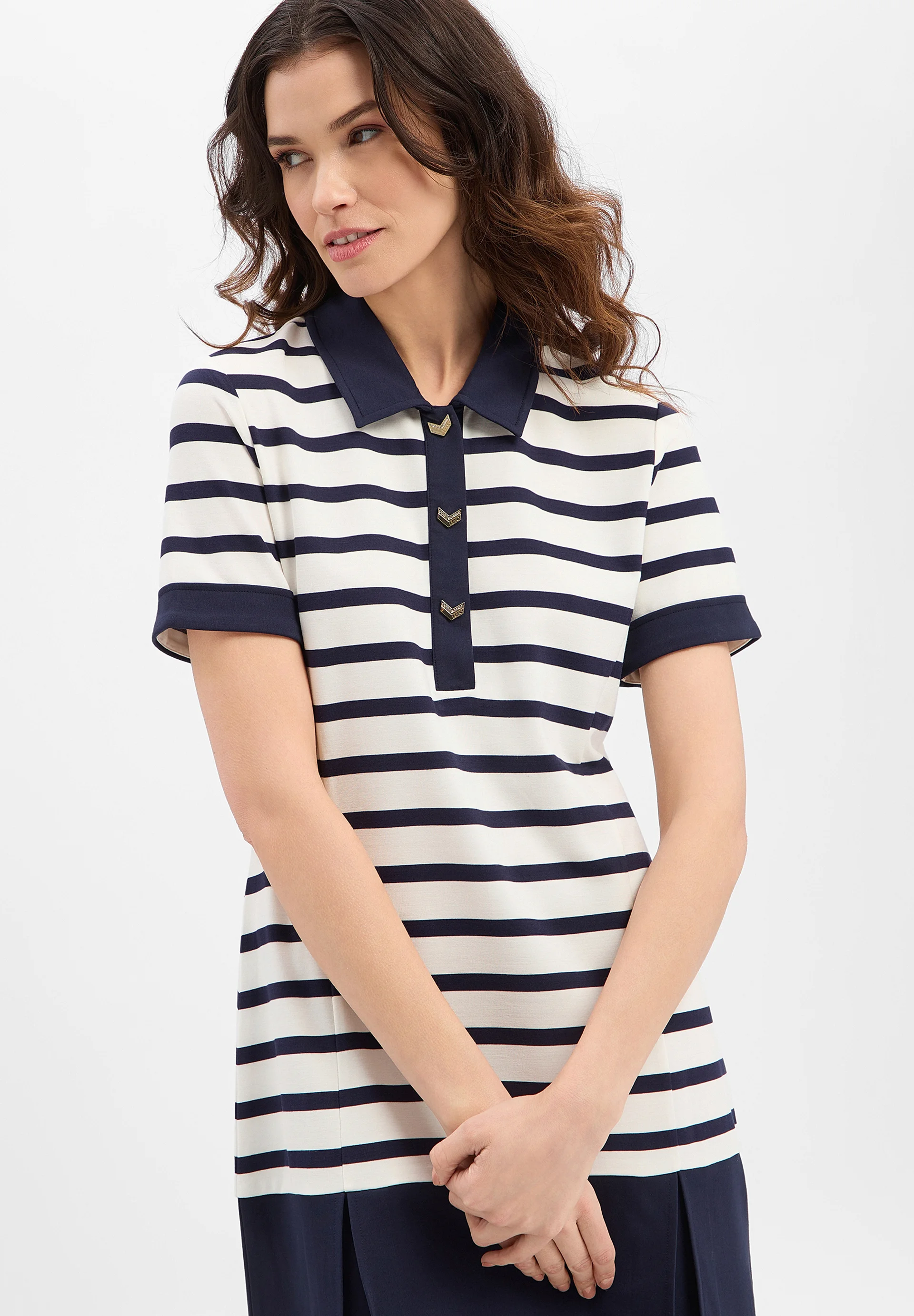 Vestido Manga Curat Riscas Azul e Branco - LIU JO  2