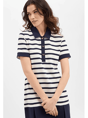 Vestido Manga Curat Riscas Azul e Branco - LIU JO 