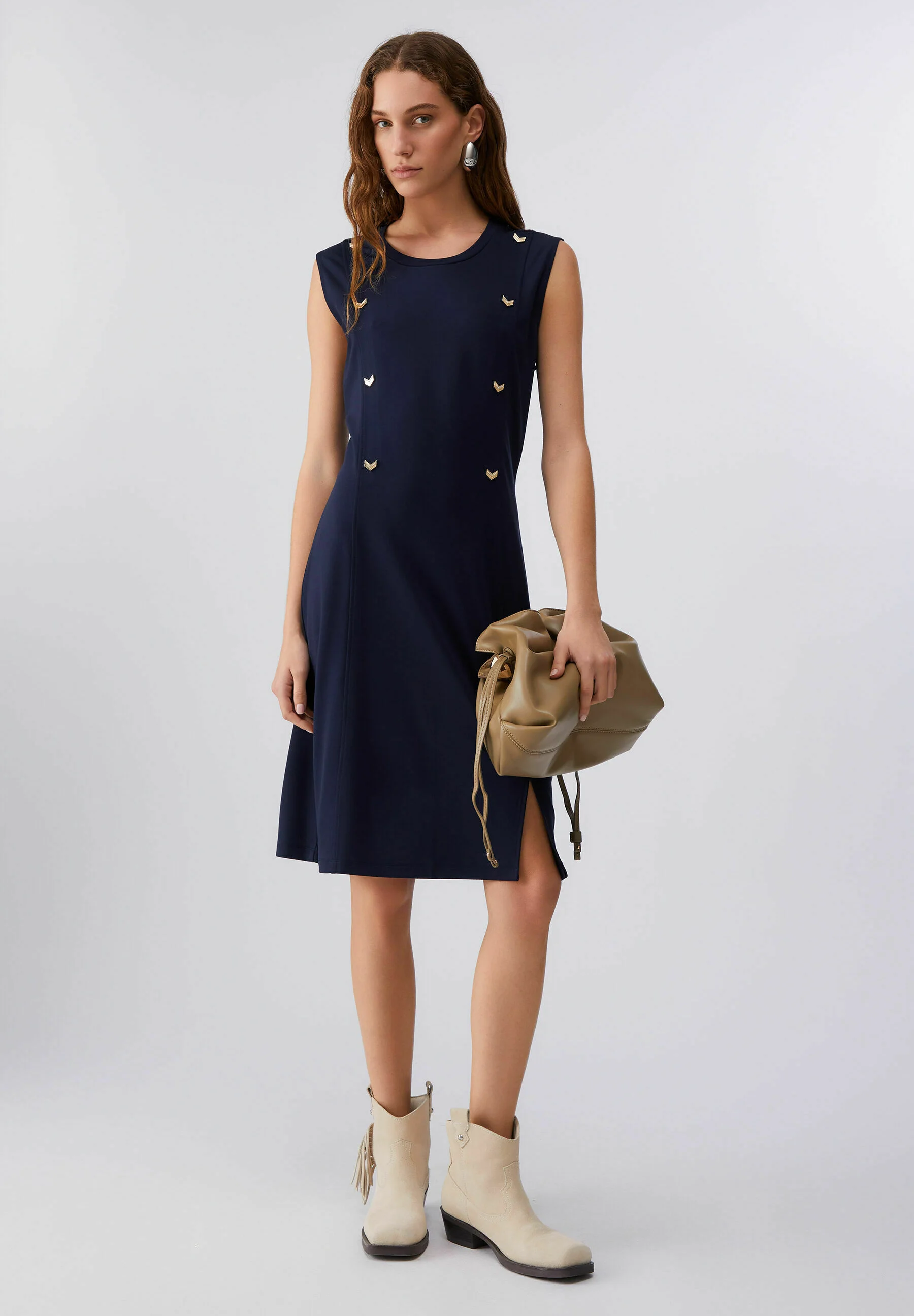 Vestidos de Cavas Com Aplicação Azul Ecuro - LIU JO 2