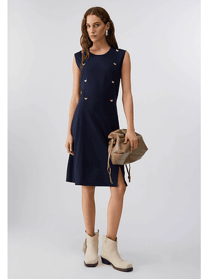 Vestidos de Cavas Com Aplicação Azul Ecuro - LIU JO