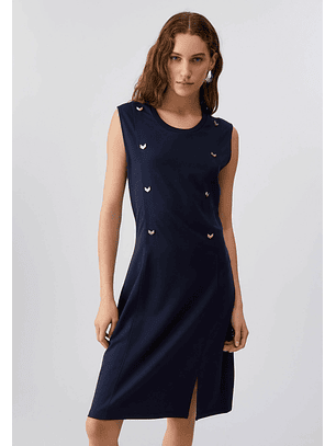 Vestidos de Cavas Com Aplicação Azul Ecuro - LIU JO