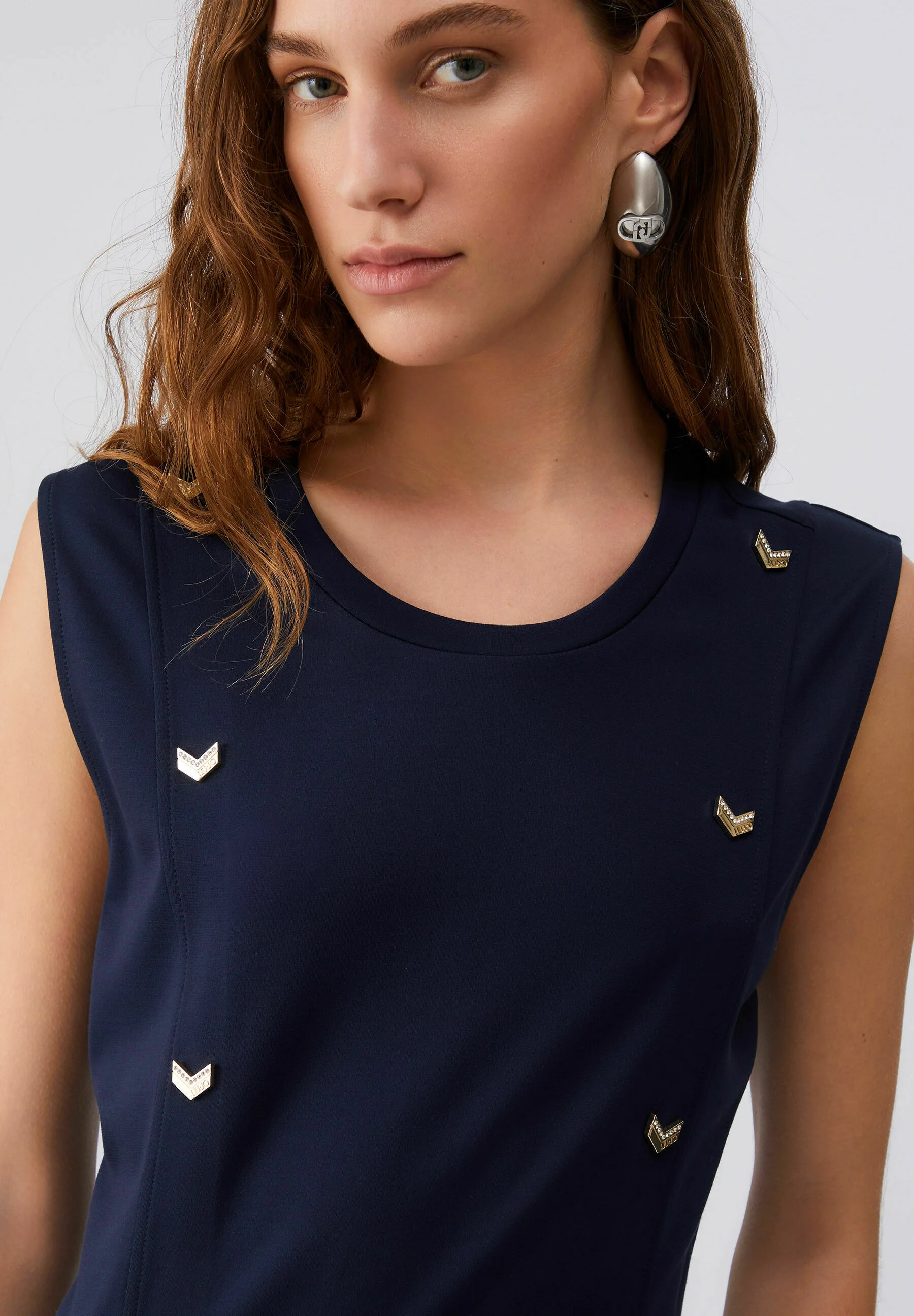 Vestidos de Cavas Com Aplicação Azul Ecuro - LIU JO 4