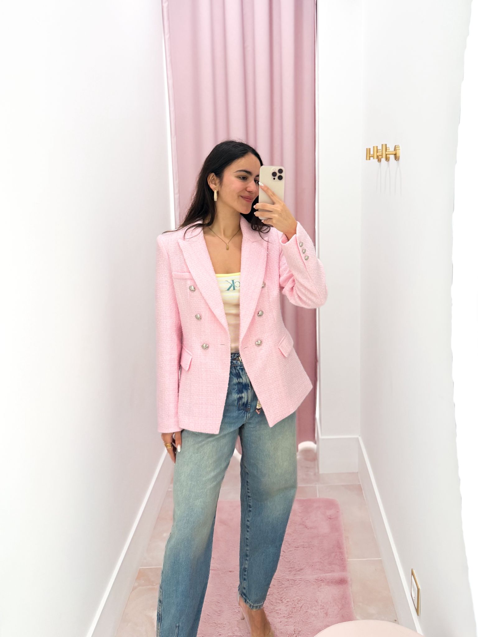 Blazer em Tweed Rosa  1