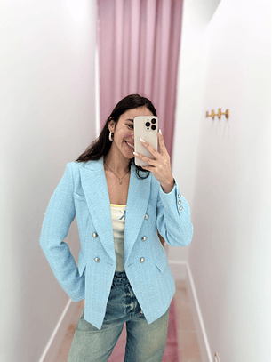 Blazer em Tweed Azul