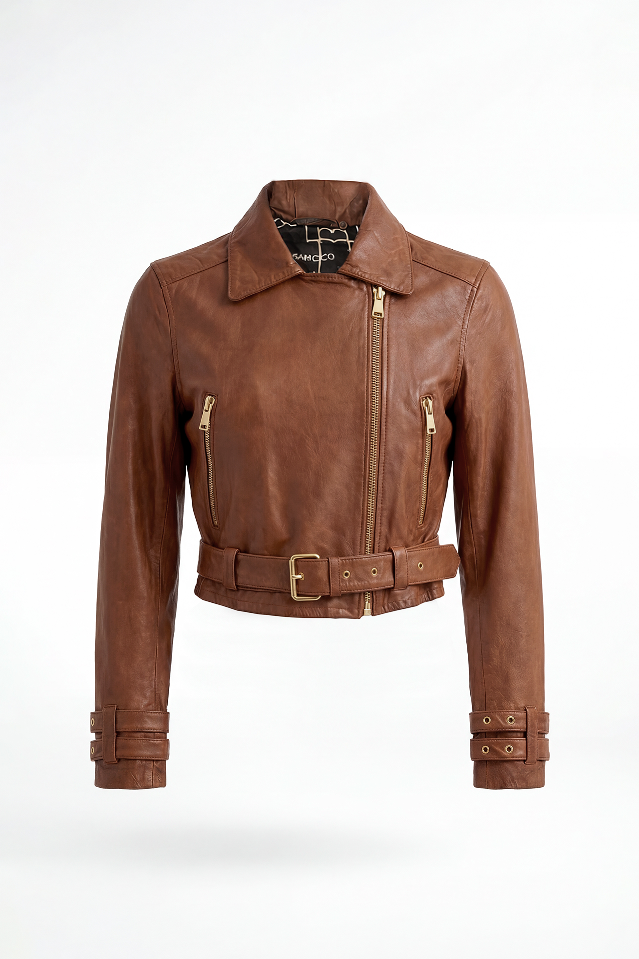 Casaco em Pele com Cinto Castanho - SAHOCO  3