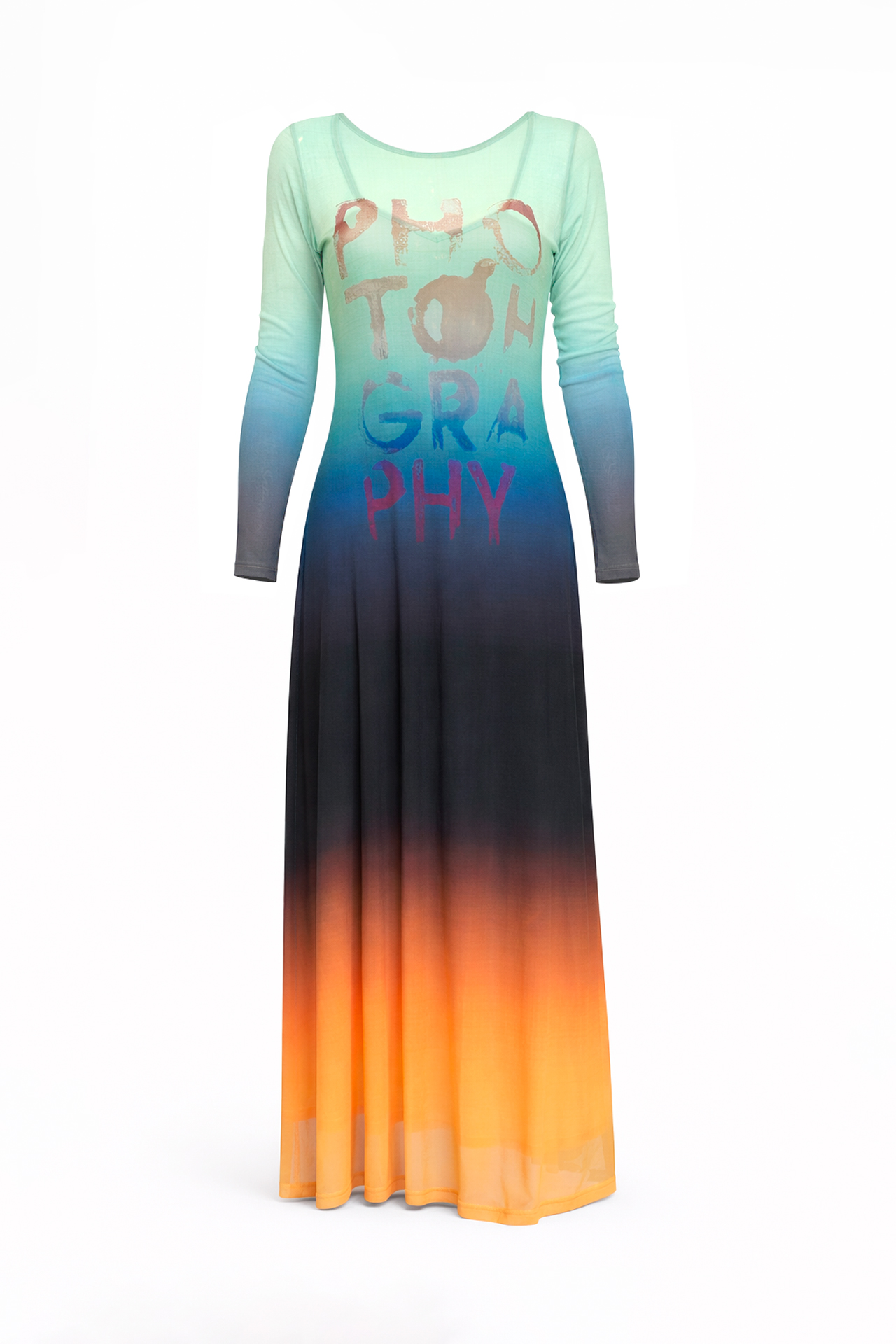 Vestido Comprido com Manga Estampado Verde - SAHOCO 3