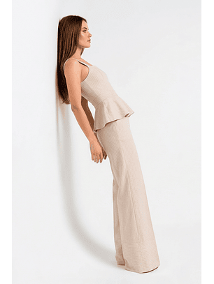 Top de Alças com Riscas Bege - SAHOCO