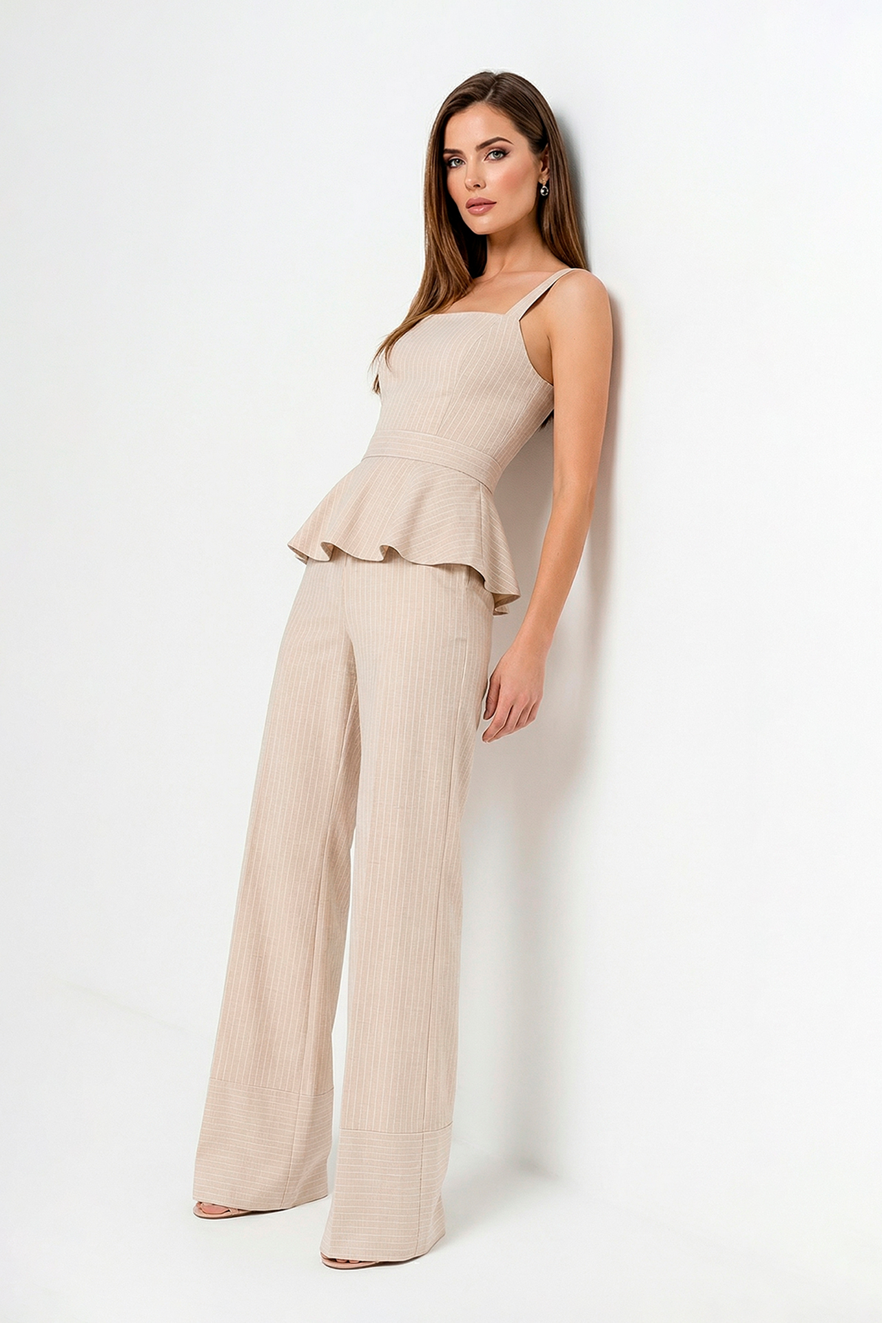 Top de Alças com Riscas Bege - SAHOCO 3