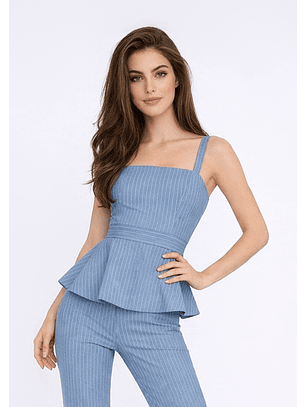 Top de Alças com Riscas Azul - SAHOCO