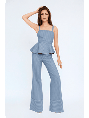 Calças Flare com Riscas Azul - SAHOCO  