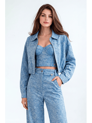 Casaco Bomber em Renda Azul - SAHOCO