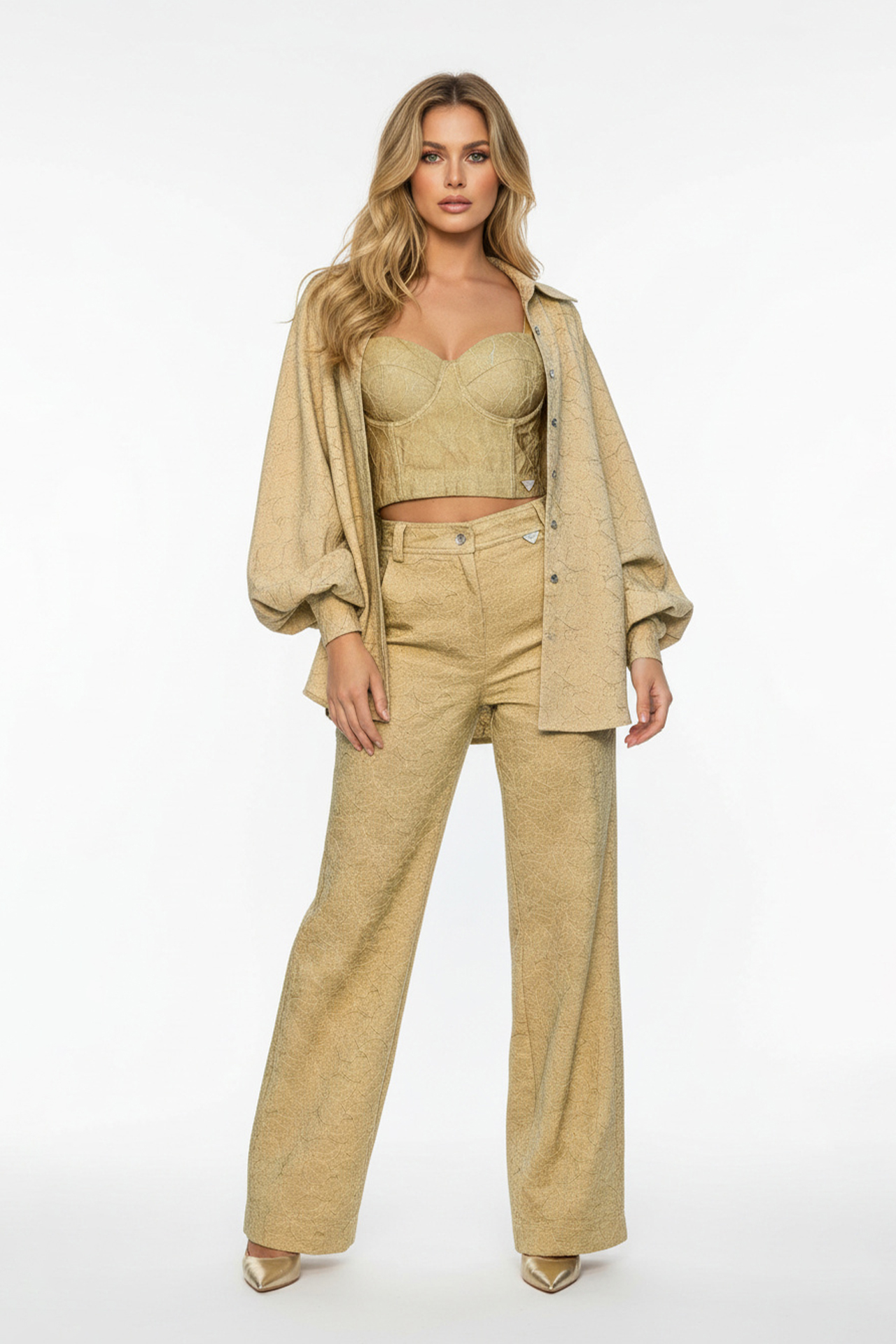 Camisa em Renda Bege - SAHOCO 2